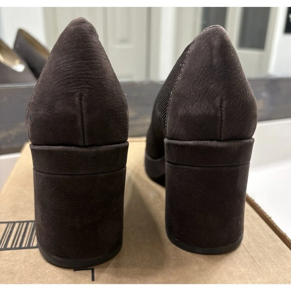 Eileen Fisher Womens Signy Pumps Heels Brown Knit Nubuck Block Heel Size 5.5 M
